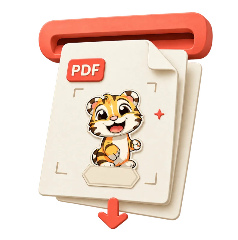 Fertig gestaltete Tiger-Tafel wird als PDF heruntergeladen